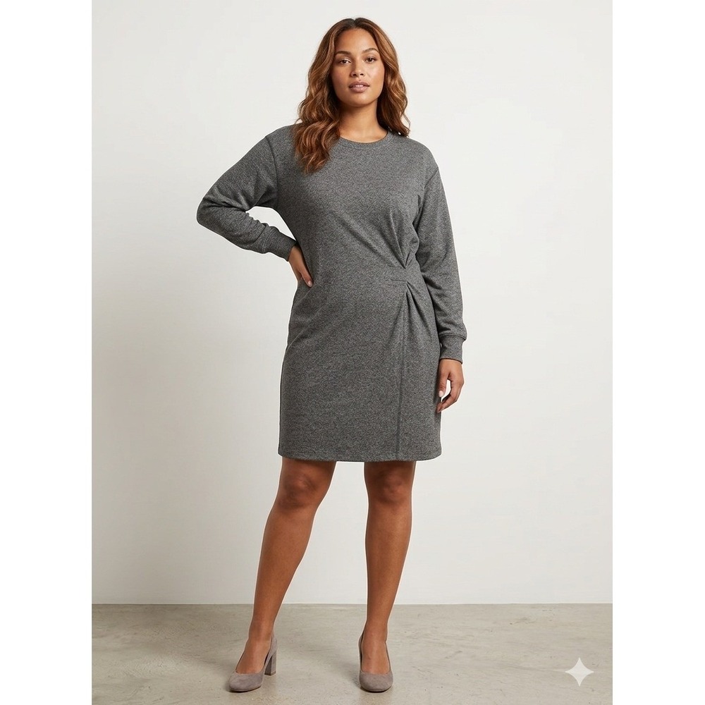 Cabi‎ Long Sleeve Crew Neck Knit T-Shirt Dress Career Office Minimalist Preppy